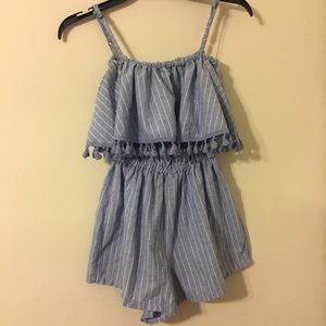 Light blue striped romper